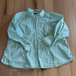 Lands' End Woman’s Green Patterned Shirt Jacket